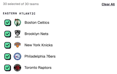 Setting a custom NBA team list on the picker wheel